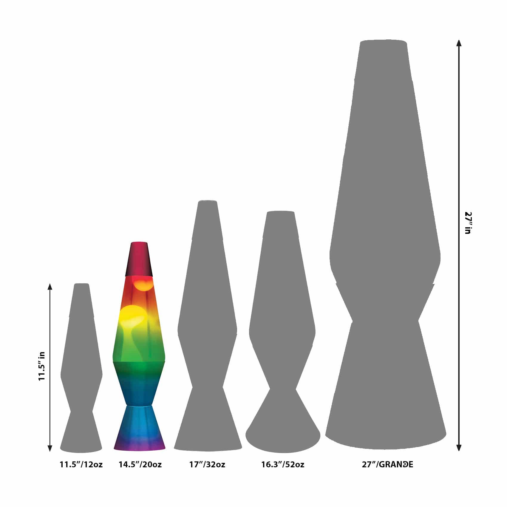 14.5'' LAVA Lamp Rainbow - White/Clear/Tricolor