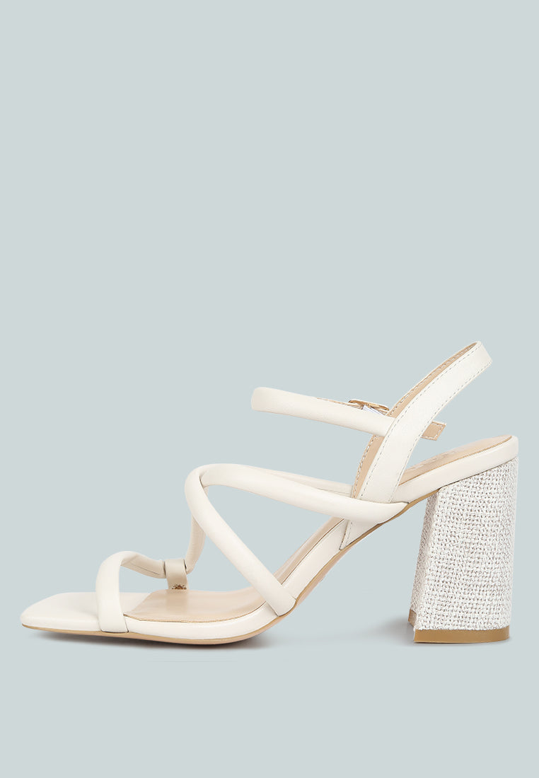 ARTHA open square toe block heel sandals in Off White