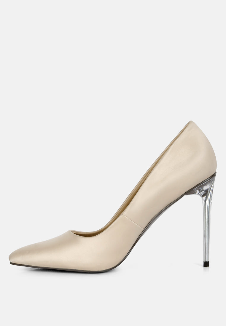 STAKES Nude Clear Heel Classic Pump Sandals